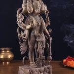 Vintage Panch Mukhi Hanuman Statue | 17.5" x 8.5" x 4.5" (44.5 x 21.6 x 11.4 cm) | 12 kg Five-Faced Sacred Art | Antique Divine Murti